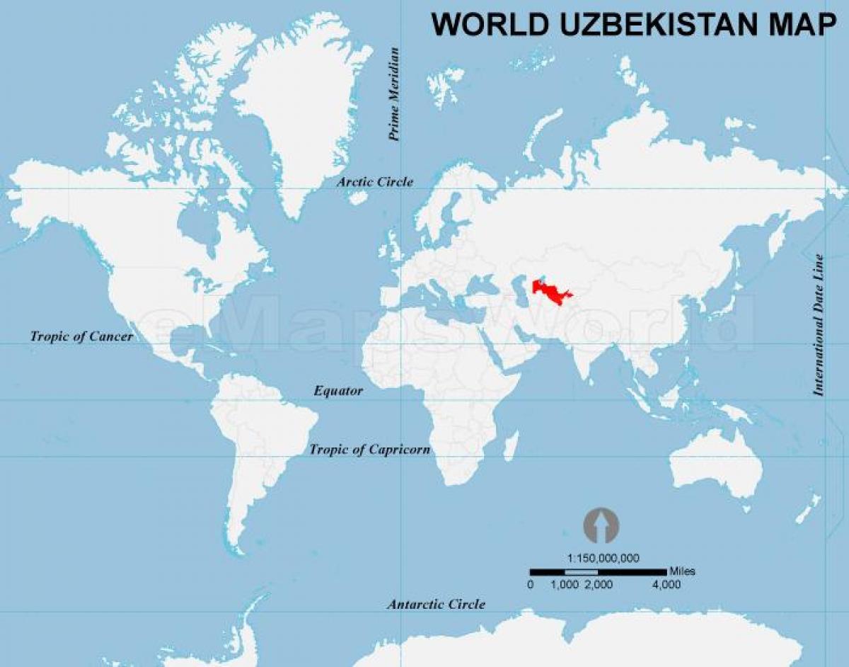 Uzbekistan ang mga lokasyon sa mapa ng mundo