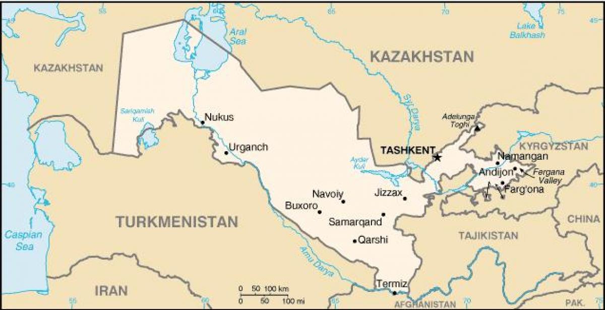 mapa ng Uzbekistan sa mga lungsod