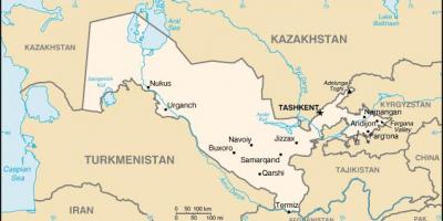 Mapa ng Uzbekistan sa mga lungsod
