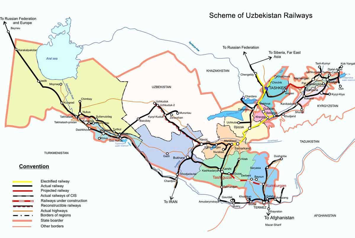Uzbekistan tren mapa